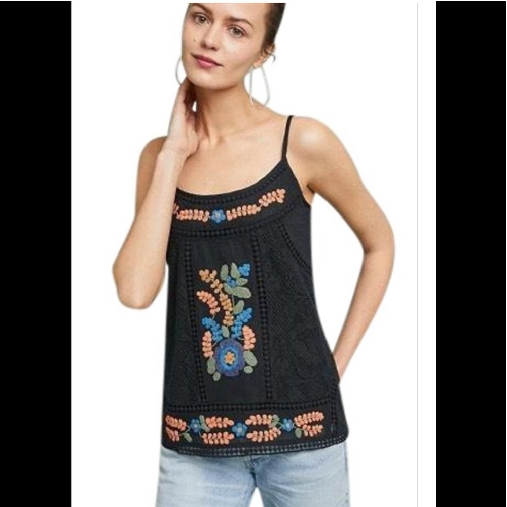 Anthropologie Laney Embroidered Cami